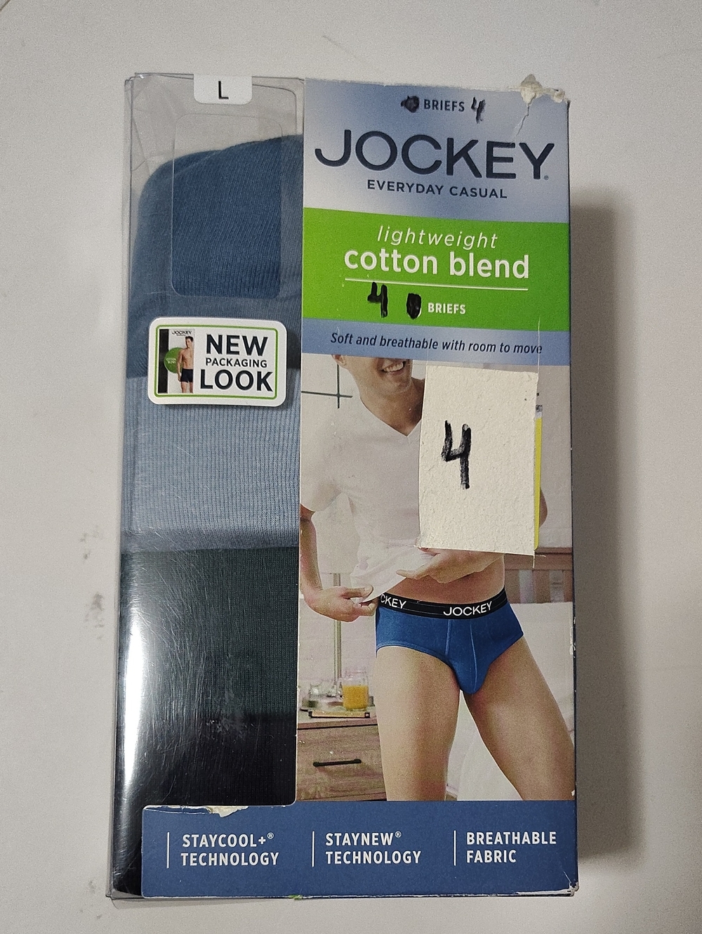 Jockey Lightweight Men's Briefs Underwear - 4 Pack - Size L